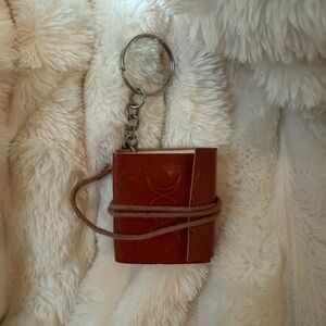 Mini Leather Journal Keychain in Brown